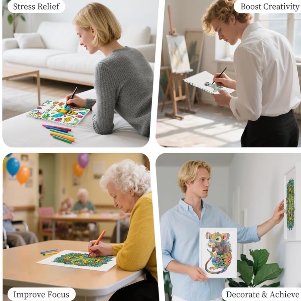 New- Coloring Book Set of 2 forWomen Relaxing Funny Coloring Books inspirational - Picture 5 of 6